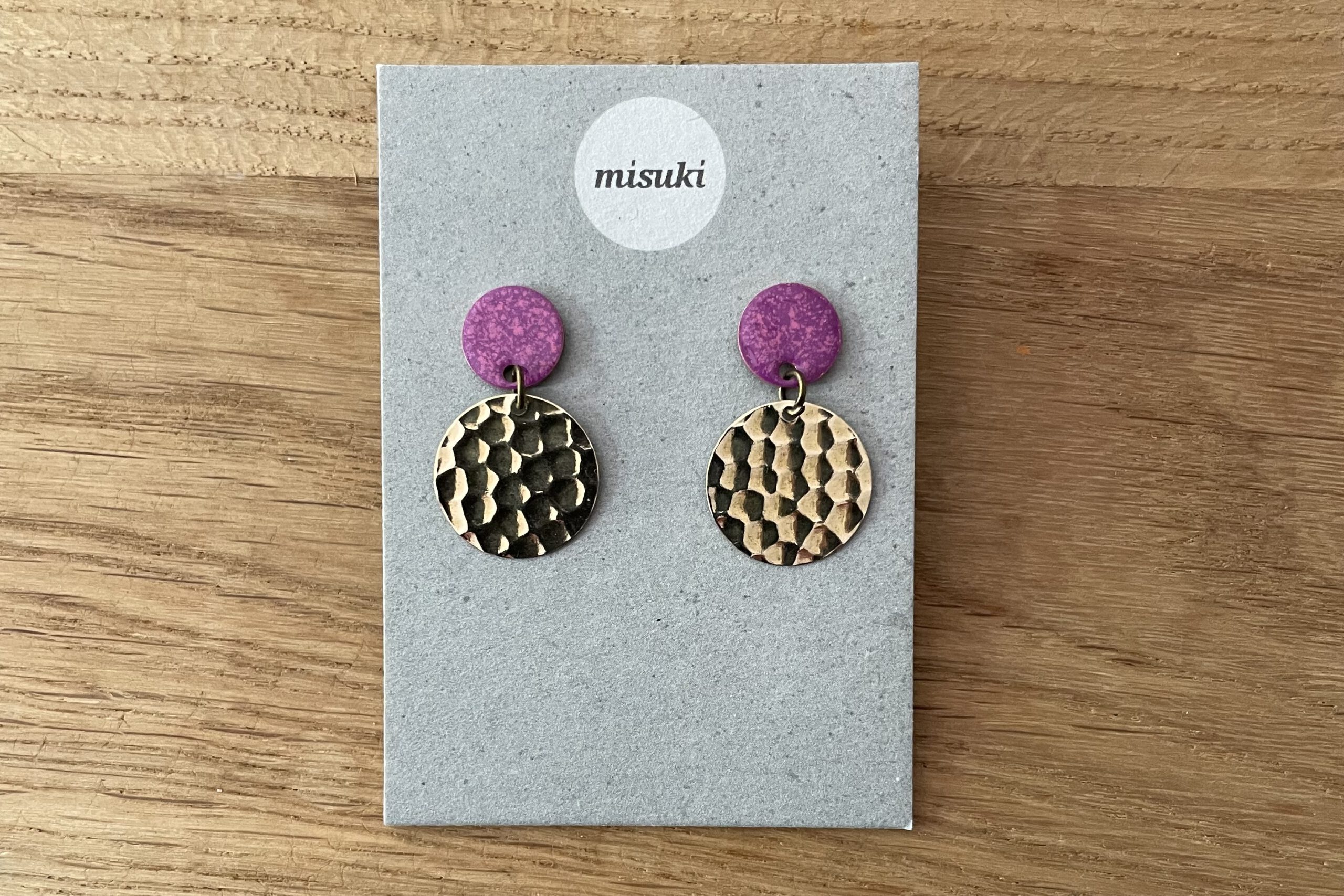 misuki Messing-Emaille-Ohrstecker Kreis & Drops | pink-malve
