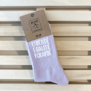 Arrel Socken »liberté, égalité, fckafdé« | pink/weiß Größe 35-38