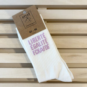 Arrel Socken »liberté, égalité, fckafdé« | weiß/pink Größe 43-46